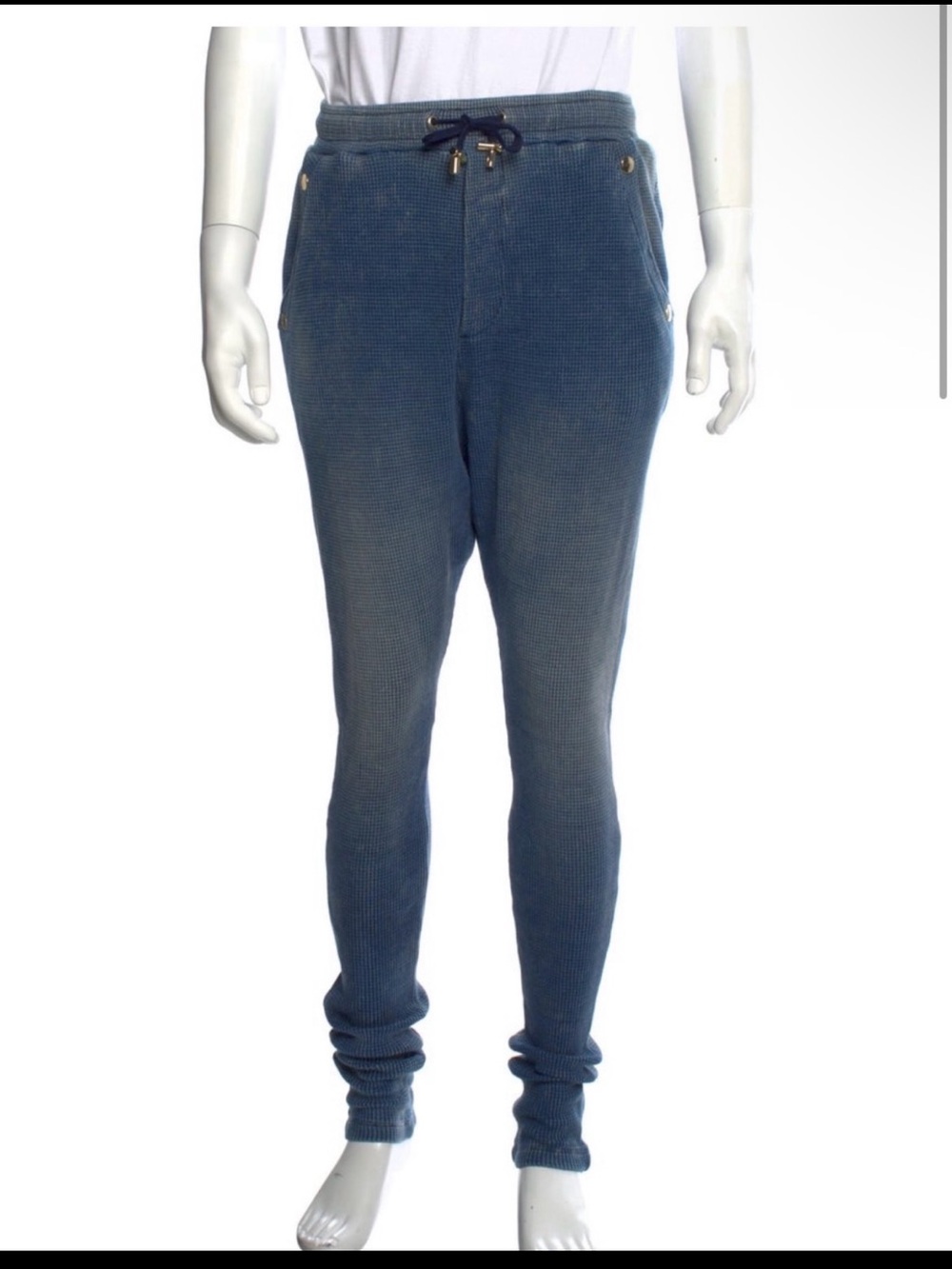 Balmain Dark Blue Knit Jogger Sweatpants
